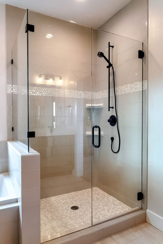 Glass Panel Shower with Matte Black Fixtures